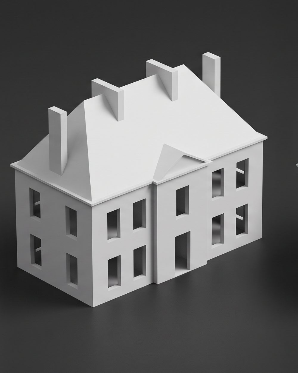 Maquette BIM LOD 200 : éléments génériques, ouvertures et toiture posées avec des dimensions approchées.